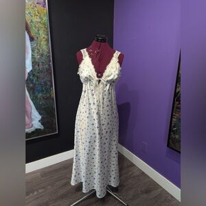 Forever 21 Cream Maxi Dress with Blue Floral Print